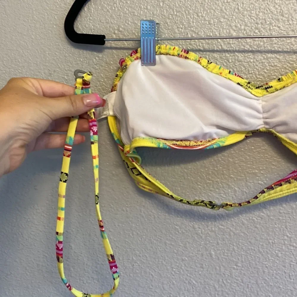 Roxy- yellow ruffle bandeau bikini top- Size large